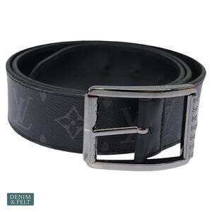 Louis Vuitton Monogram Eclipse LV Initiales Belt Gunmetal Buckle 85/34 Black
